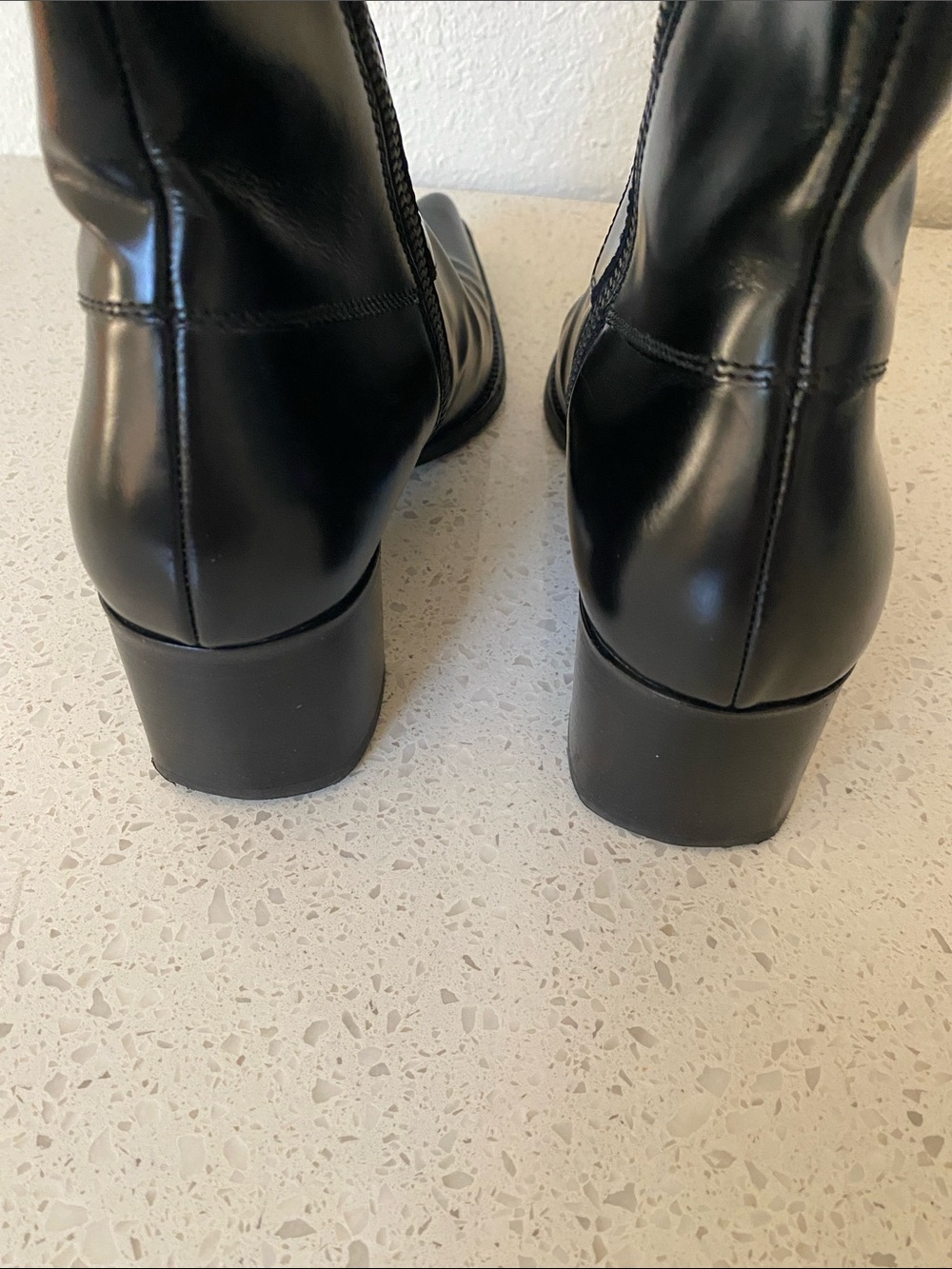Miu Miu Black Pointed Over-the-Knee Leather Boots - Picture 5 of 16